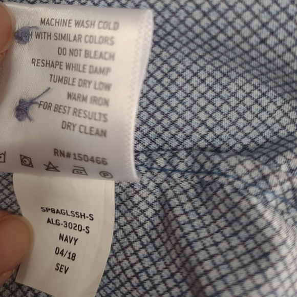 01.Algo Long Sleeve Button Shirt Men's Size XL Navy Slim - Picture 7 of 7